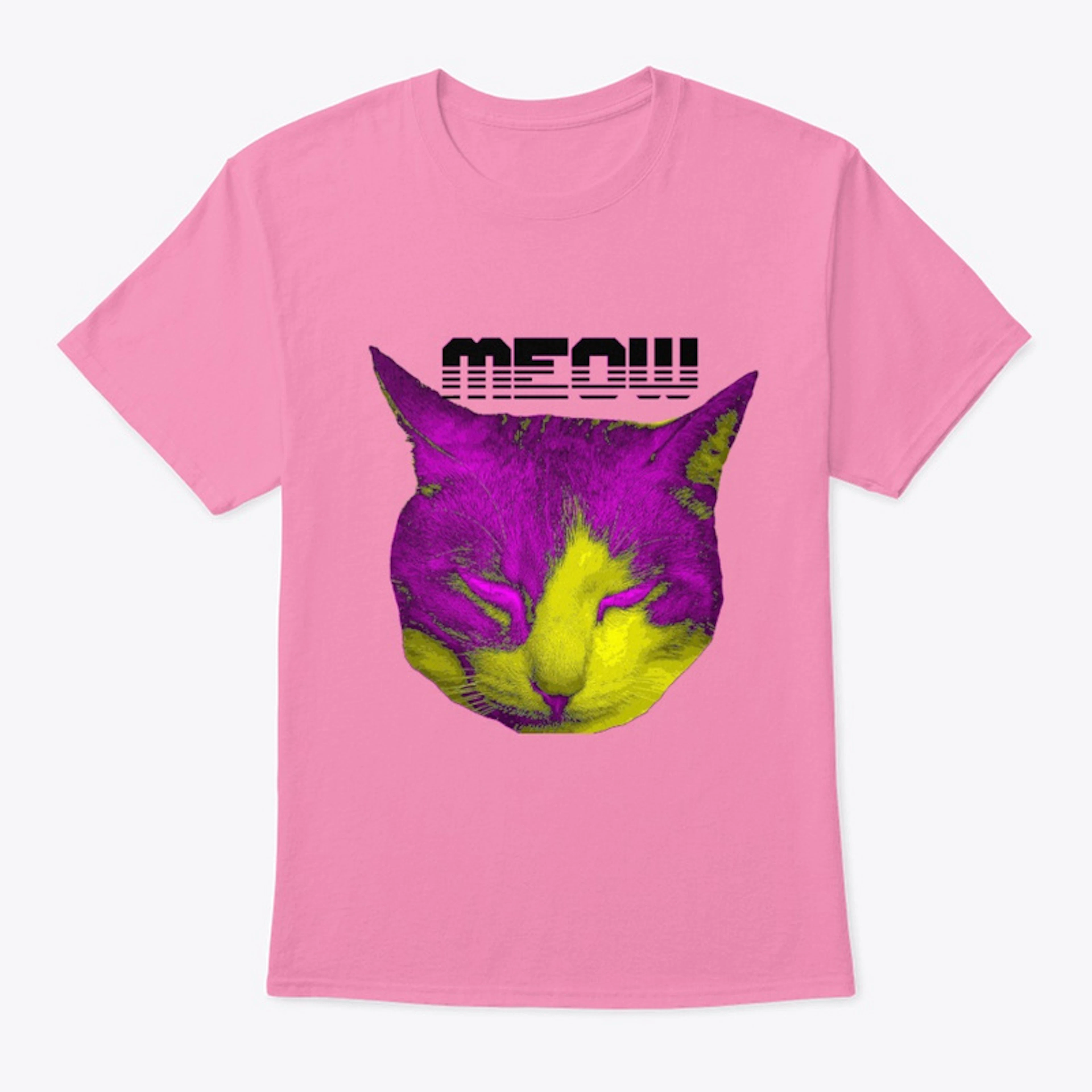 Glam neon purple cat digital portrait 