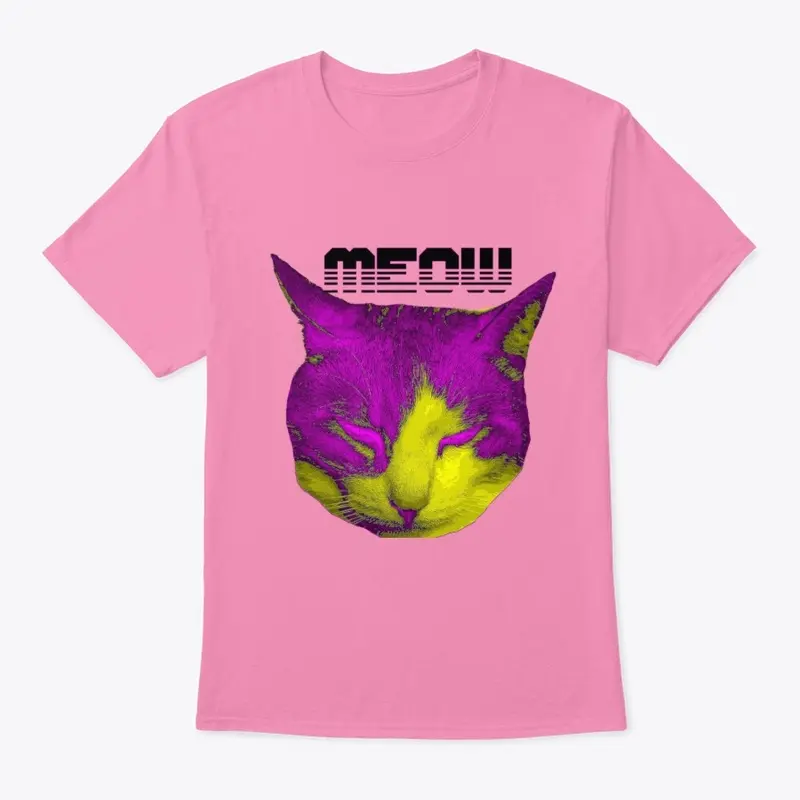 Glam neon purple cat digital portrait 